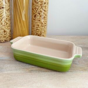 Le Creuset Small Rectangular 7x5x2” baking dish, Green, Heritage Stoneware